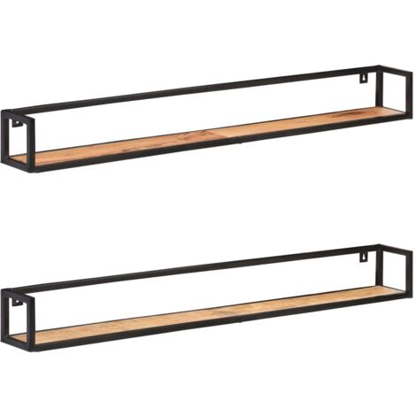 Lot de 2 Étagères murales,Étagère suspendue,Etagères Flottantes 160 cm Bois d'acacia massif CFW30850