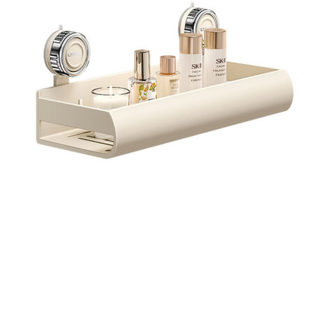 Lot de 2 étagères salle de bain blanc cassé 30cm sans perçage