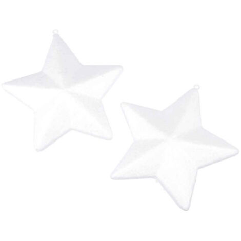 Lot de 2 Étoiles de Noël "Christmas" 15cm Blanc