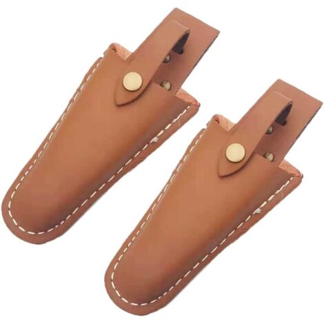 Lot de 2 étuis en cuir pour sécateur, avec pinces de jardinage à clipser, porte-ciseaux, étui de protection, étui en cuir pour sécateur de jardinage