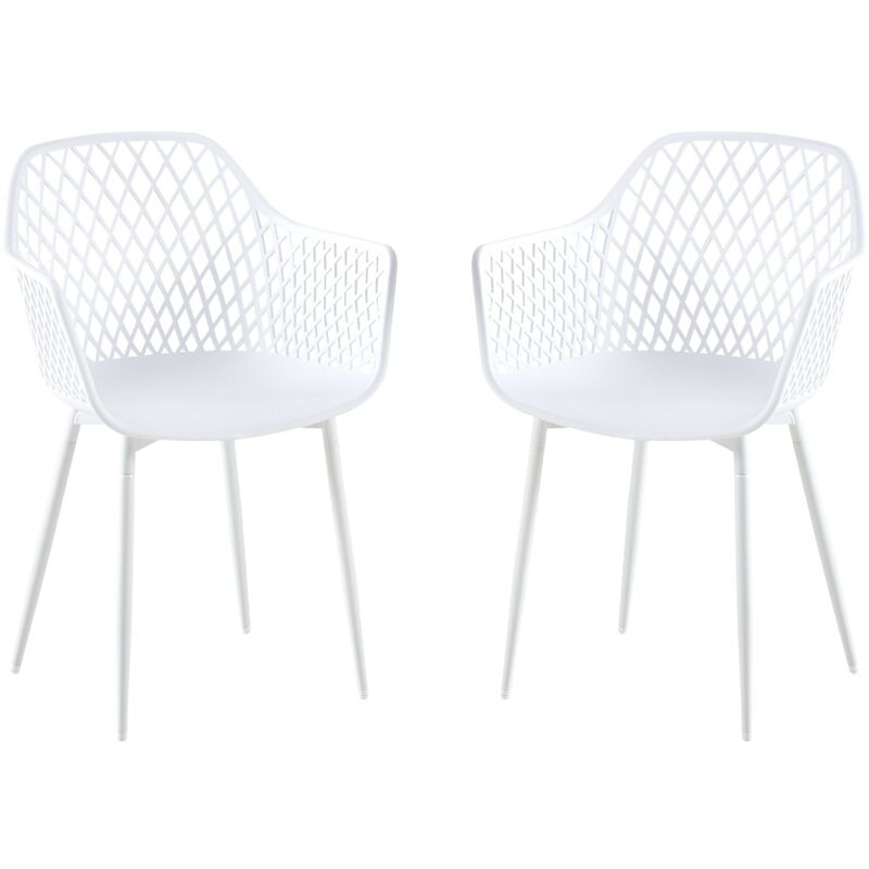 Eggree - Lot de 2 Fauteuil Chaises Blanc Plastique Scandinave Chaise de Salle à manger