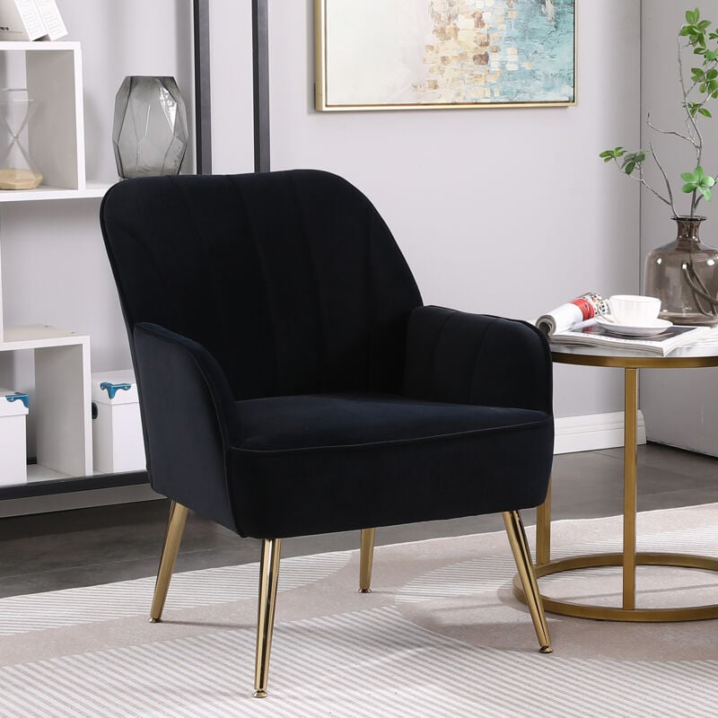 Fauteuil relax en velours, chaise de loisirs, pour salon, bureau, noir
