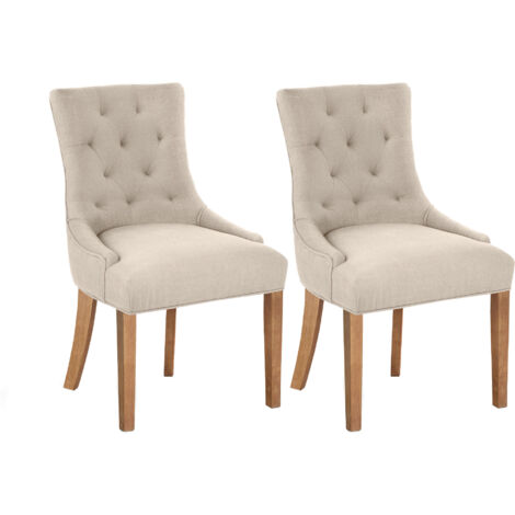 Lot de 2 fauteuils 56x60x93 cm en tissu crème - VLADI