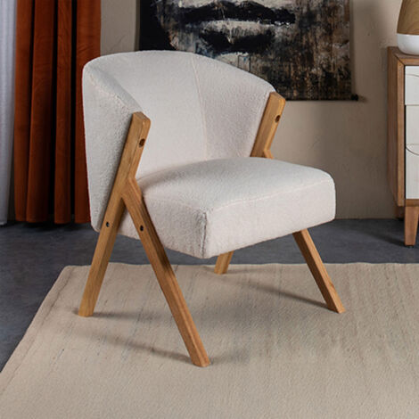 Lot de 2 fauteuils 58x54x76 cm en tissu bouclette blanc - MIROA