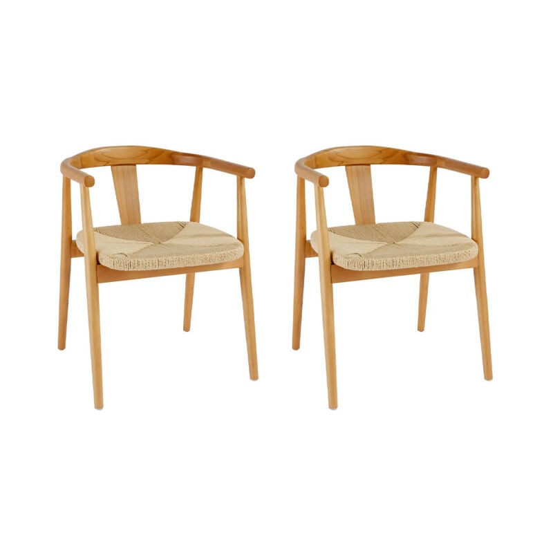 Atmosphera - Lot de 2 Fauteuils à Dîner 'Yamato' 73cm Naturel