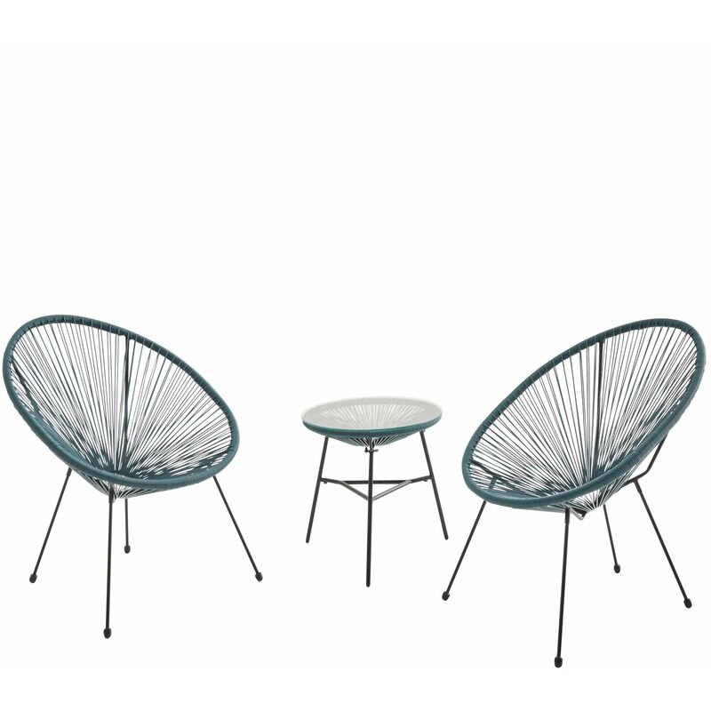 Lot De 2 Fauteuils Acapulco Forme D Oeuf Avec Table D Appoint