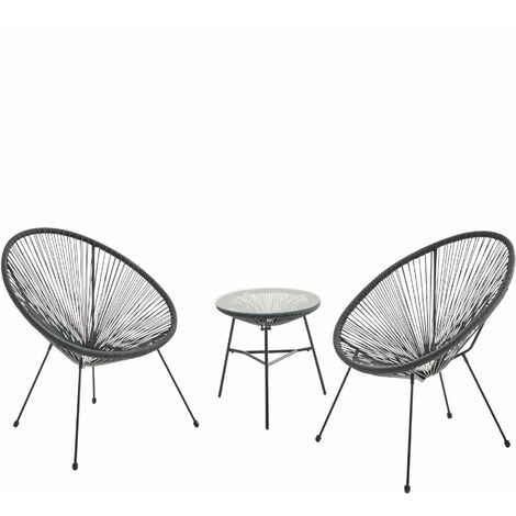 Lot de 2 fauteuils ACAPULCO forme d'oeuf avec table d Lot de 2 fauteuils ACAPULCO forme d'oeuf avec table d