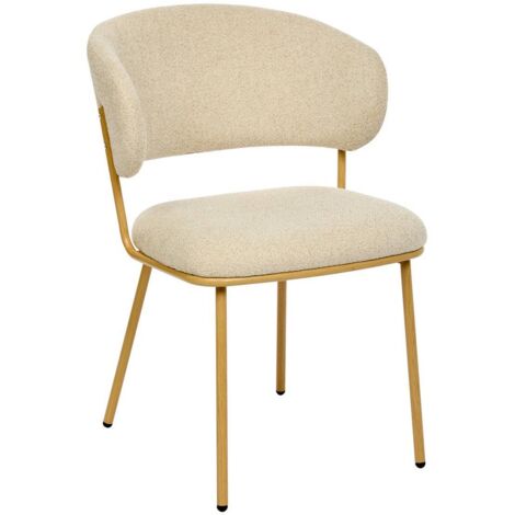 Lot de 2 fauteuils Alba en tissu beige pieds dorés L58xP54xH79 cm - Atmosphera créateur d'intérieur