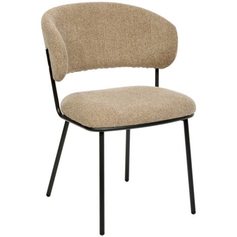 Lot de 2 fauteuils Alba en tissu beige pieds noirs L58xP54xH79 cm - Atmosphera créateur d'intérieur