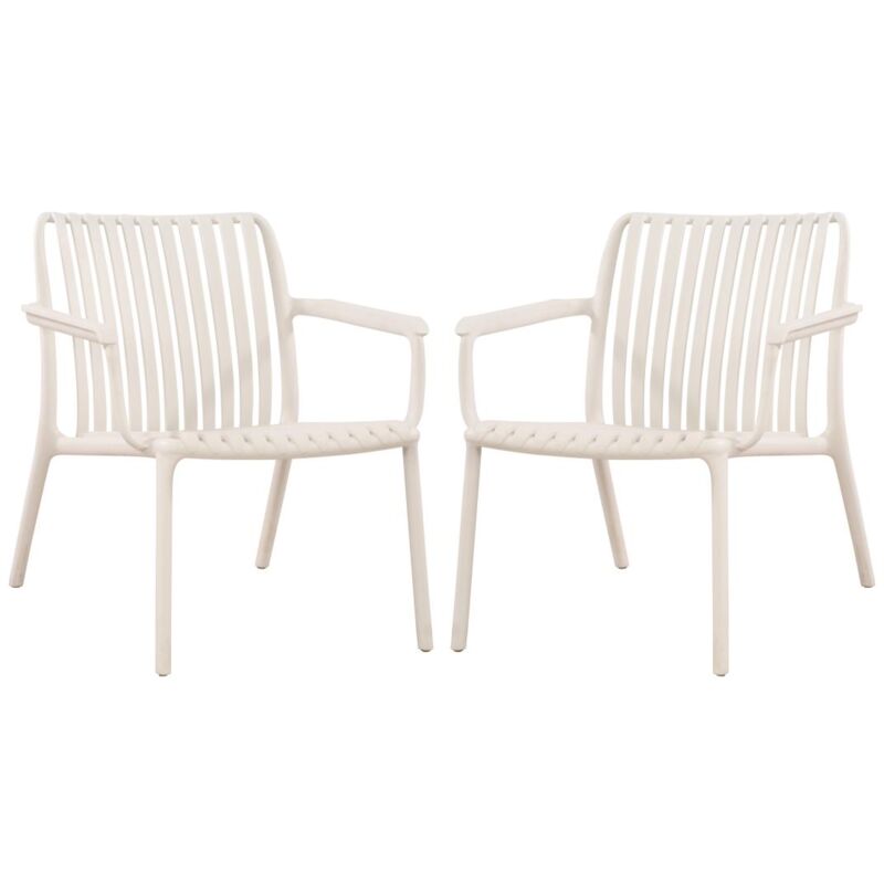 Vente-unique - Lot de 2 fauteuils bas de jardin empilables en polypropylène - Beige - seseh de mylia