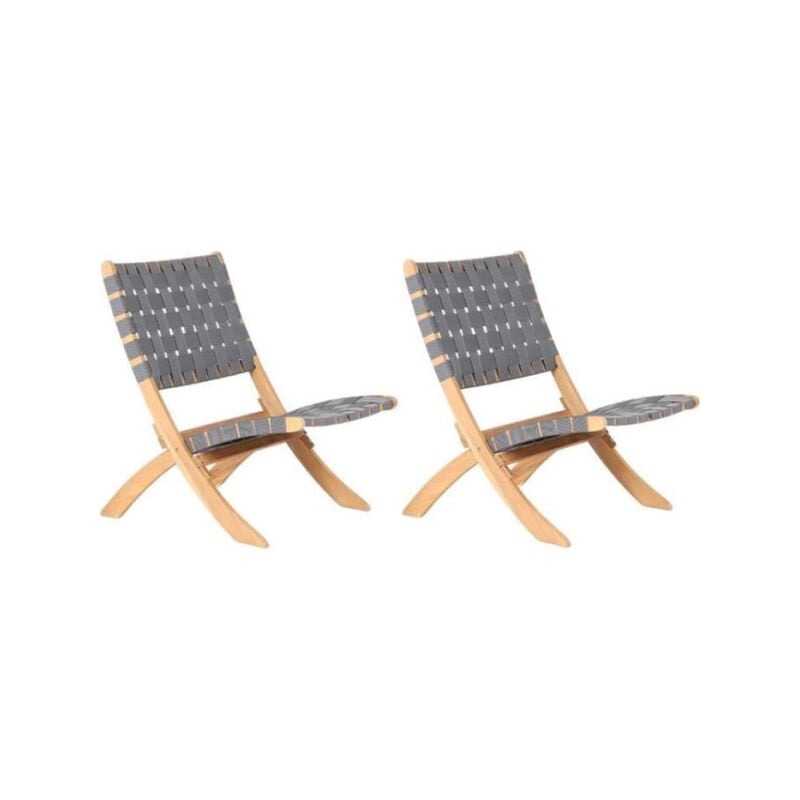 lot de 2 fauteuils de jardin verone en bois d'acacia fsc et corde - coloris gris