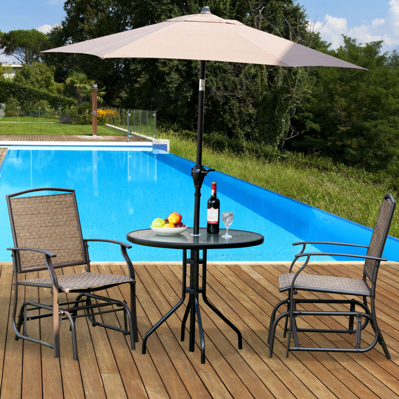 Design In - Lot de 2 Fauteuils Bascule Jardin Textilène Cadre Acier Charge Max 150KG CW97502