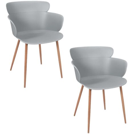 Lot de 2 fauteuils coque en polypropylène et métal LORENS