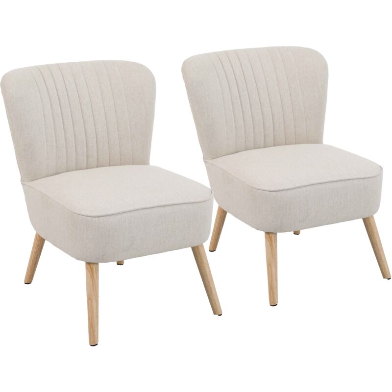 Lot de 2 fauteuils style crapaud en tissu beige