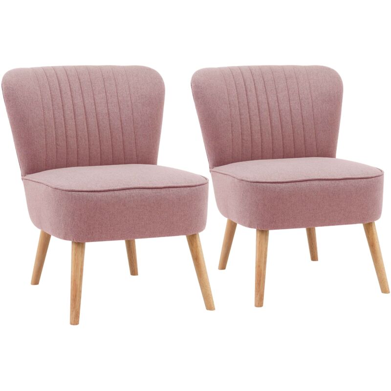Lot de 2 fauteuils style crapaud en tissu rose