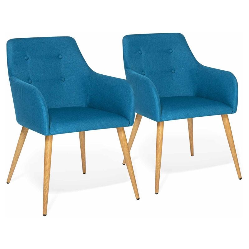 Lot de 2 chaises de salle à manger scandinaves, fauteuils de table dania bleu canard