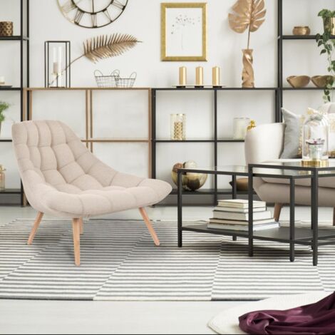 COTECOSY Lot de 2 fauteuils Danios Tissu Beige