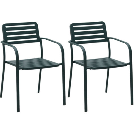 Lot de 2 fauteuils de jardin empilables en métal vert sapin - BACA