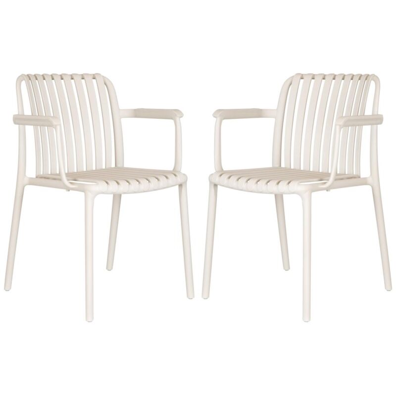 Vente-unique - Lot de 2 fauteuils de jardin empilables en polypropylène - Beige - seseh de mylia