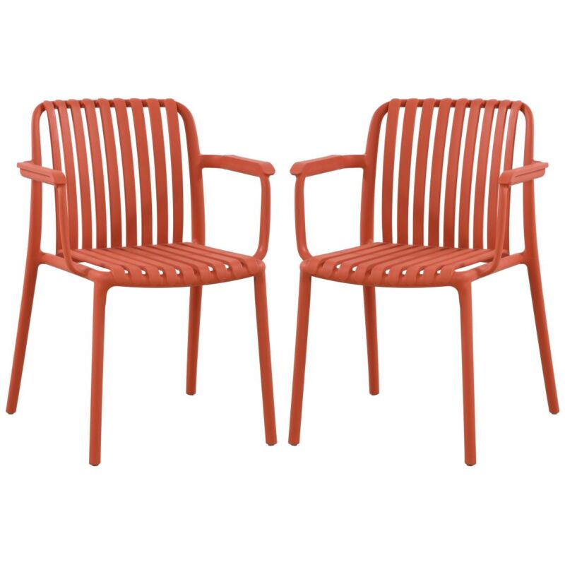 Lot de 2 fauteuils de jardin empilables en polypropylène - Rouge - SESEH de MYLIA