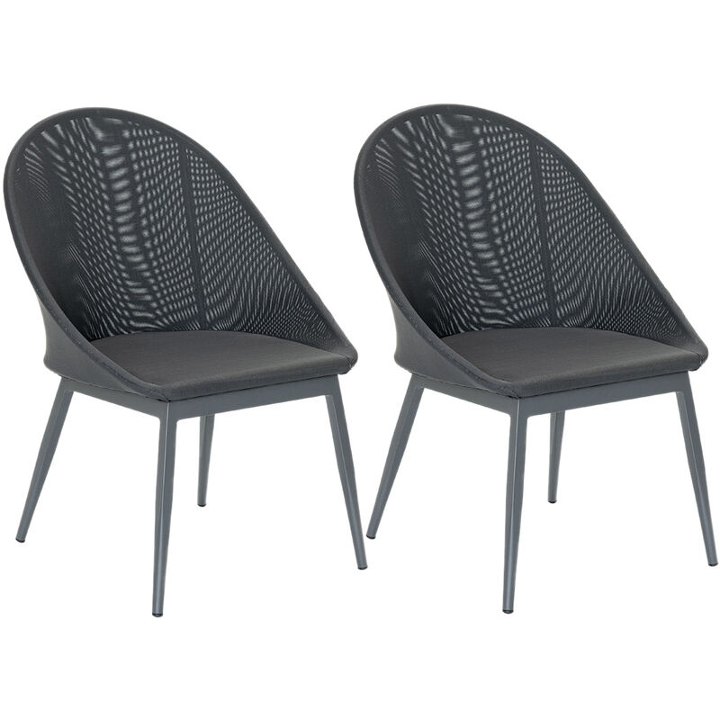 lot de 2 fauteuils de jardin en aluminium avec coussin gris fuerte ventura jardiline