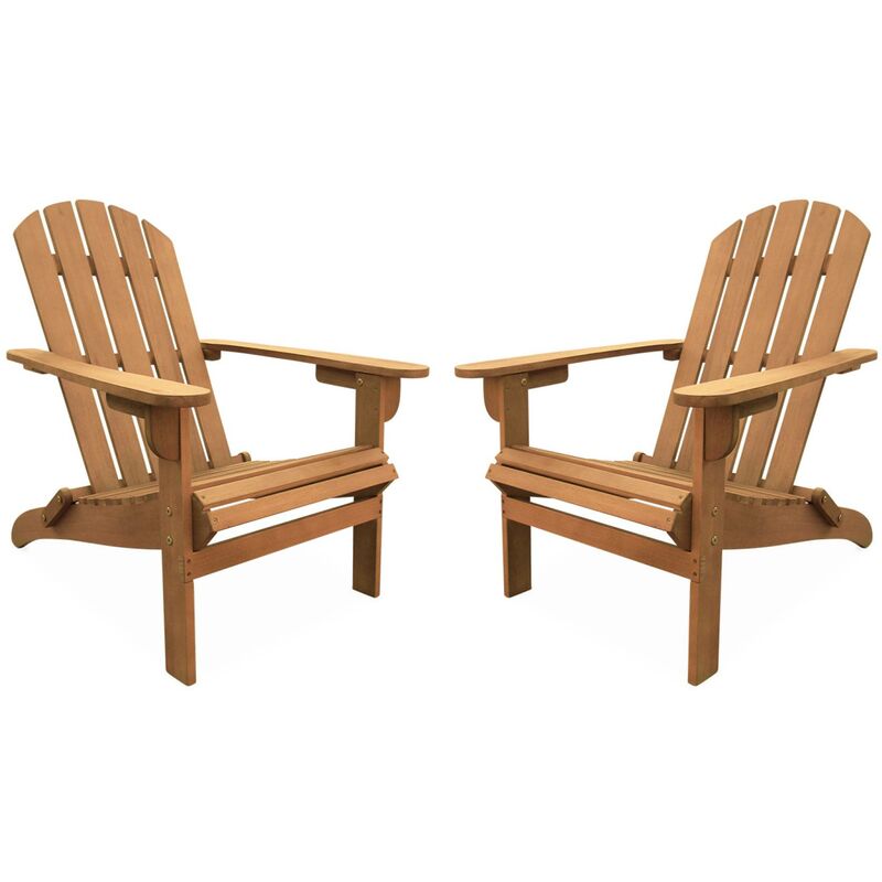 Sweeek - Lot de 2 fauteuils de jardin en bois - Adirondack Salamanca- Eucalyptus . chaises de terrasse rétro. sièges de plage - Bois