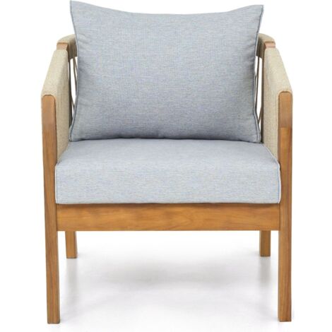 Lot de 2 fauteuils de jardin en bois FSC - coussins gris chiné - Symi