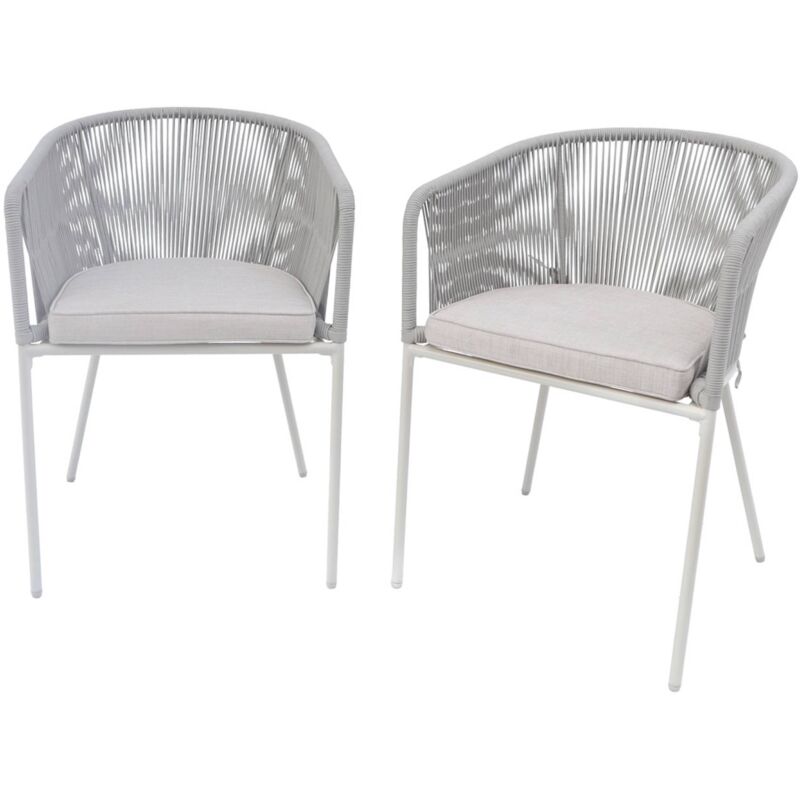 Lot de 2 fauteuils de jardin en corde et acier galvanisé Gris / Beige