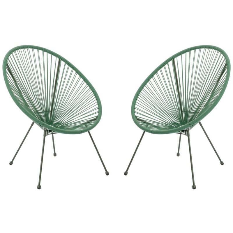 Vente-unique - Lot de 2 fauteuils de jardin en fils de résine tressés - Kaki - alios iii de mylia