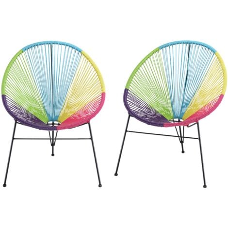 Lot de 2 fauteuils de jardin en fils de résine tressés - multicolore - ALIOS II - Multicolore