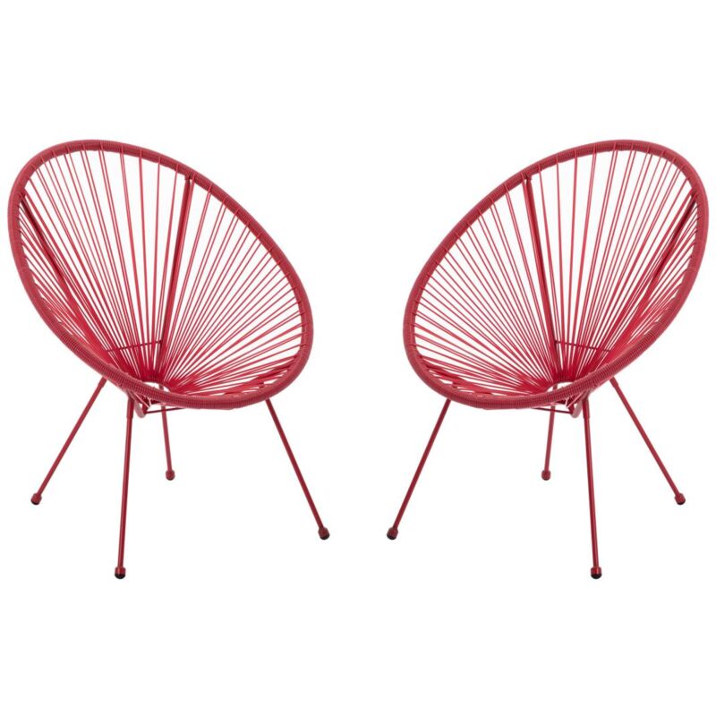 Vente-unique - Lot de 2 fauteuils de jardin en fils de résine tressés - Terracotta - alios iii de mylia