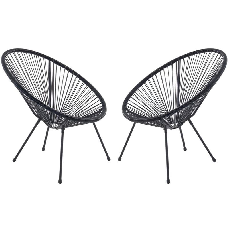 Lot de 2 fauteuils de jardin en fils de résine tressés - Noir - alios iii de mylia