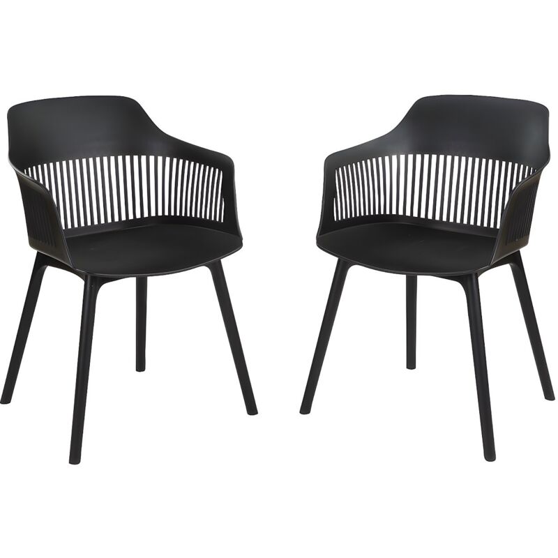 Vente-unique - Lot de 2 fauteuils de jardin en polypropylène - Noir - soho de mylia
