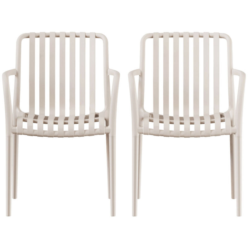 Lot 2 fauteuils jardin résine chaises extérieur terrasse balcon Brano