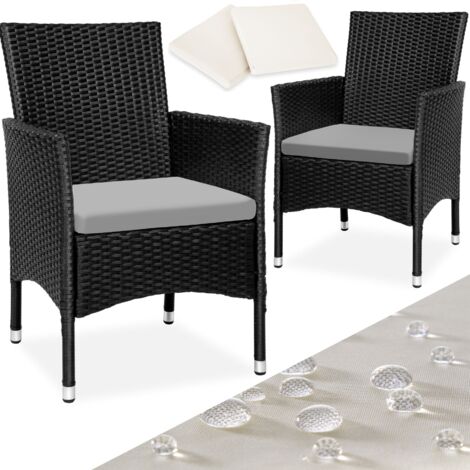 Lot de 2 fauteuils de jardin en rotin Résine tressée résistante de grande qualité Set de 2 housses inclus