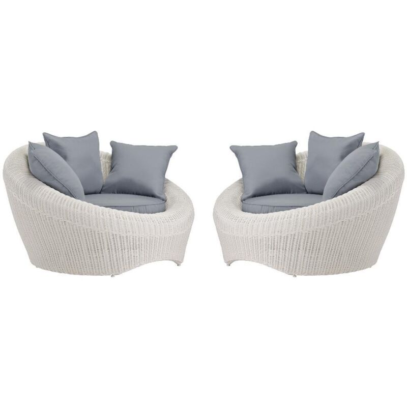 Lot de 2 fauteuils de jardin en résine tressée ivoire - WHITEHEAVEN de MYLIA