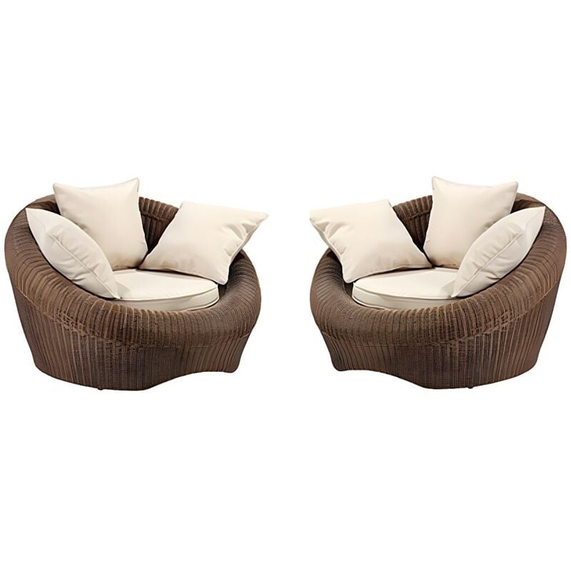 Vente-unique - Lot de 2 fauteuils de jardin en résine tressée marron - whiteheaven de mylia