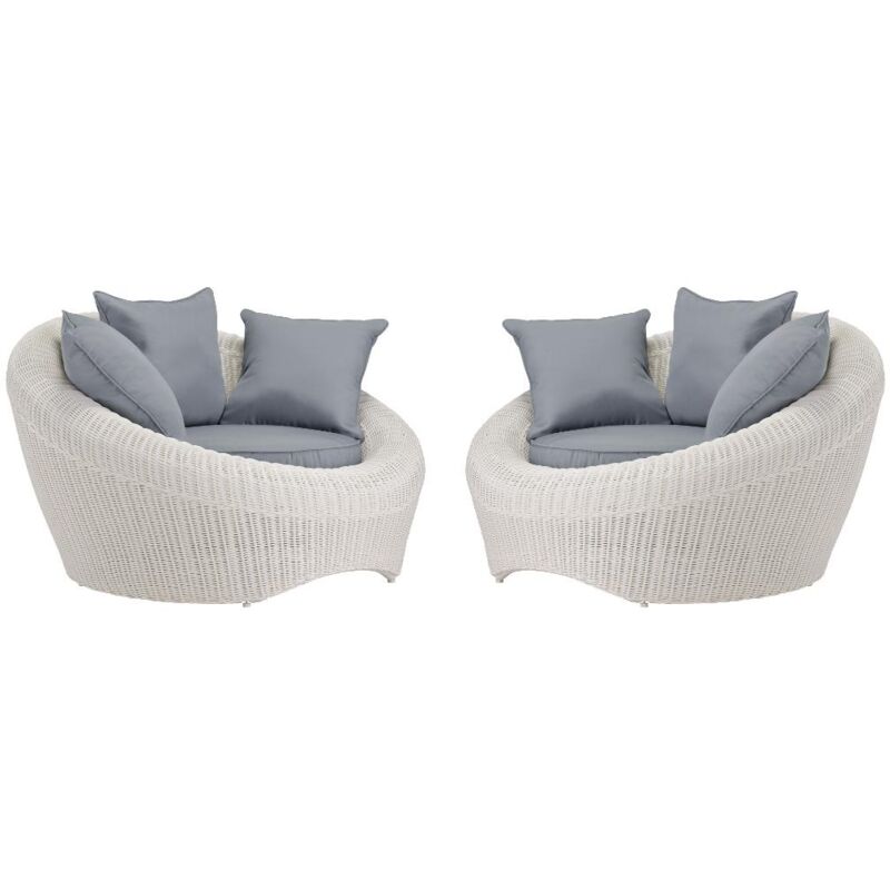 Vente-unique - Lot de 2 fauteuils de jardin en résine tressée ivoire - whiteheaven de mylia