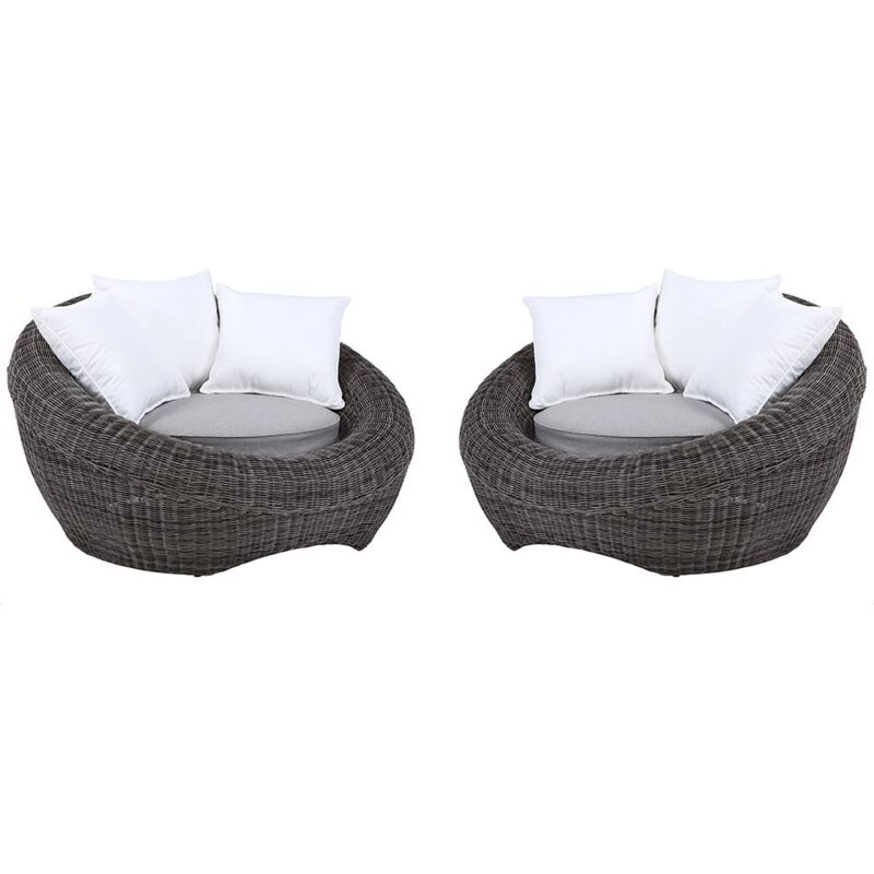Vente-unique - Lot de 2 fauteuils de jardin en résine tressée gris - whiteheaven de mylia