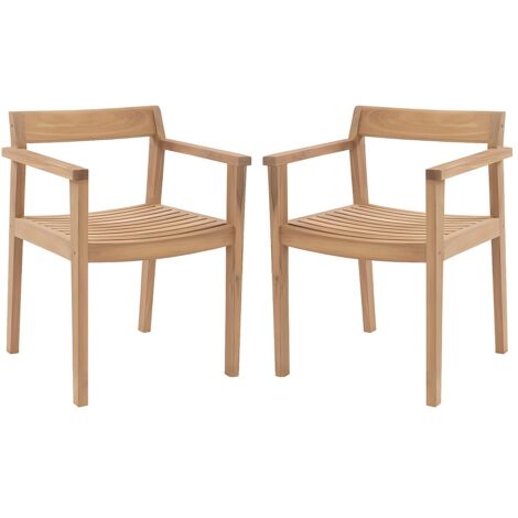 Lot de 2 fauteuils de jardin en teck - Naturel clair - ALLENDE de MYLIA
