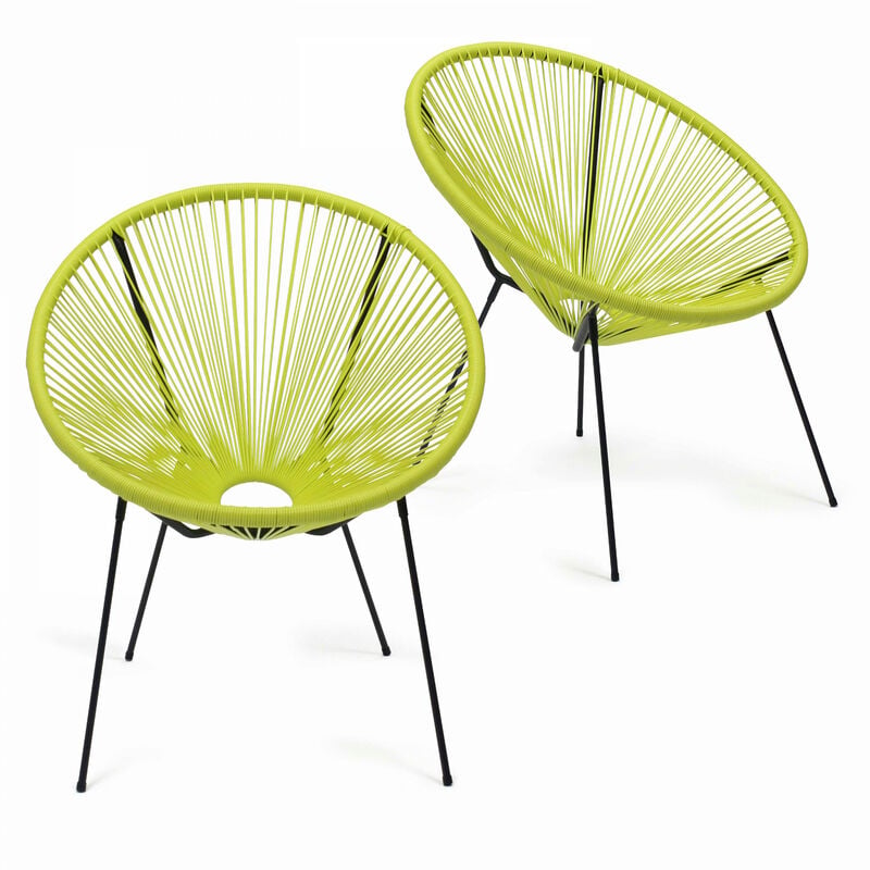 Oviala - Lot de 2 fauteuils en résine tressée vert cactus - Vert
