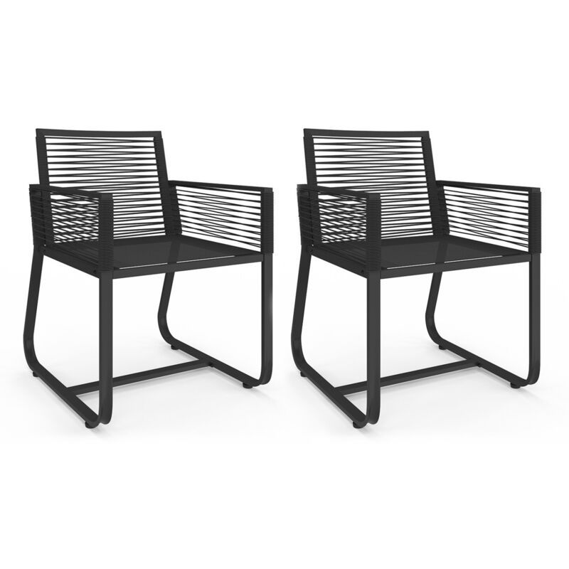 Idmarket - Lot de 2 fauteuils de jardin odessa métal et cordage noir Idmarket - Lot de 2 fauteuils de jardin odessa métal et cordage noir