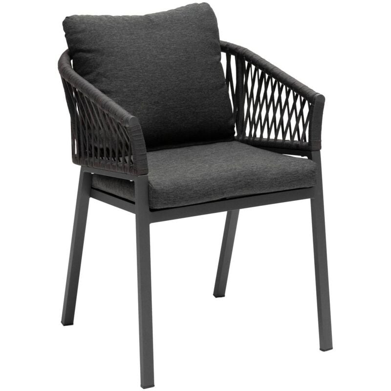 Hesperide - Lot de 2 fauteuils de jardin Oriengo anthracite & graphite en aluminium et mailles tressées - Hespéride