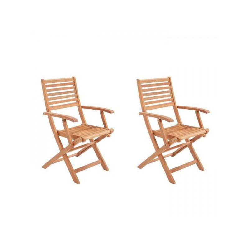 Lot de 2 fauteuils de jardin pliants en eucalyptus FSC - 57 x 52 x 90 cm