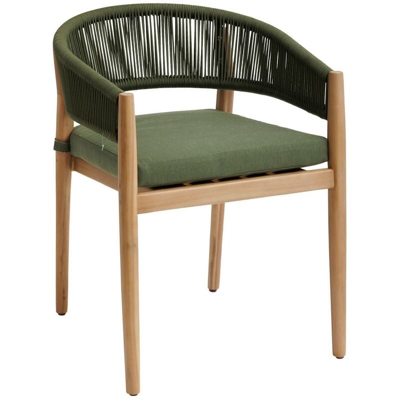 Lot de 2 fauteuils de jardin Tevio vert olive en aluminium traité époxy et acacia certifié fsc - Hespéride - Vert olive
