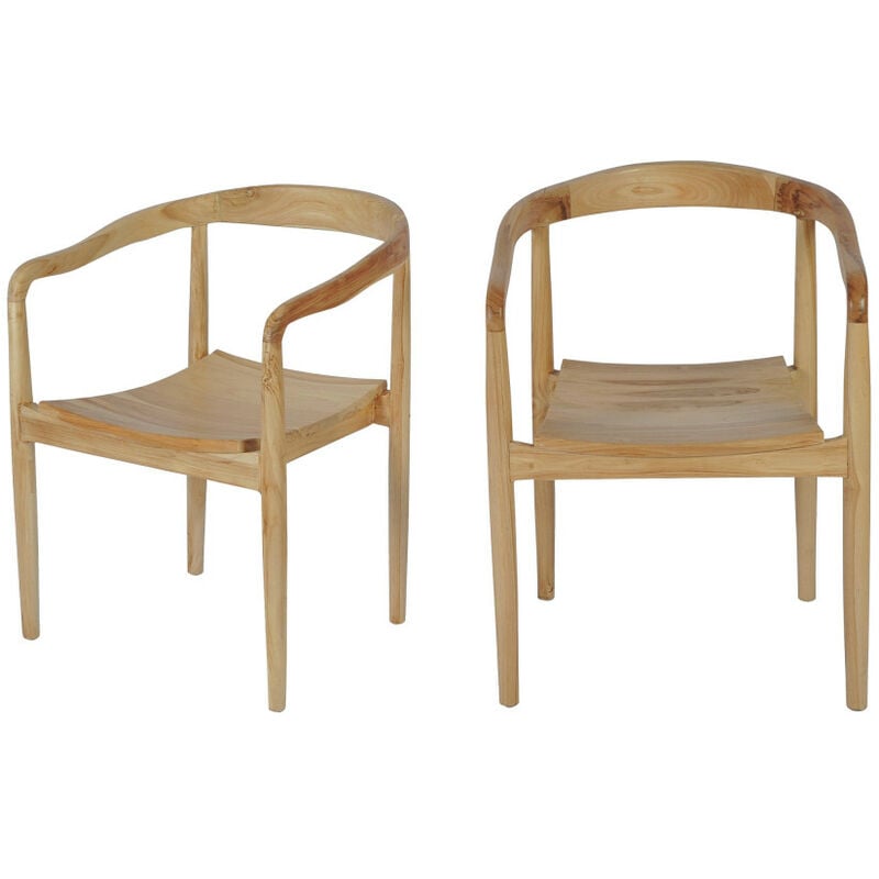 Lot de 2 fauteuils de table en teck - Bois - raden