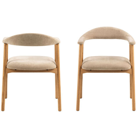 Lot de 2 fauteuils de table en tissu et bois - Beige - ANABATE