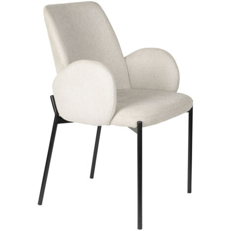Lot de 2 fauteuils de table en tissu et métal - Écru - Tjarda