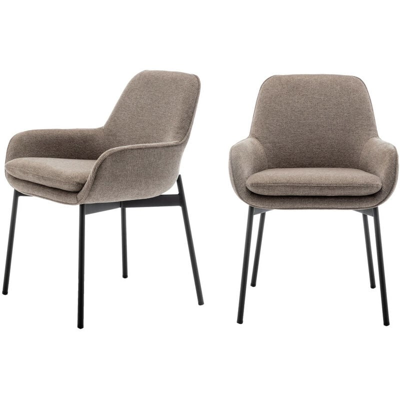 Drawer - Lot de 2 fauteuils de table en tissu et métal - Taupe - haas