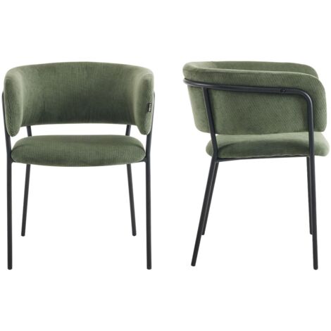 Lot de 2 fauteuils de table en velours côtelé vert - Malone